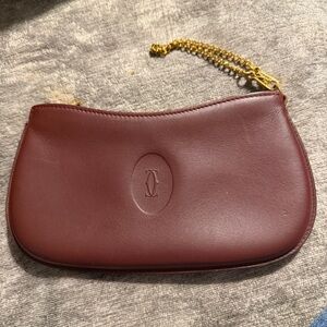 Cartier Must De Cartier Pouch Clutch Wristlet Pochette Bordeaux VINTAGE RARE